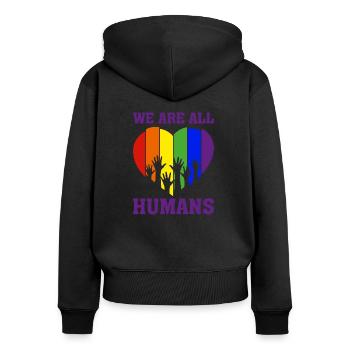 Christopher Streed Day We are ALL HUMANS Geschenk - Frauen Premium Bio Zip Hoodie - Schwarz - Hinten - Julia (174cm)