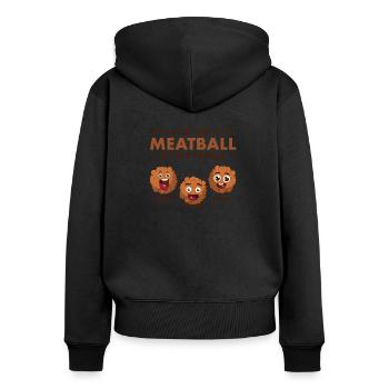 Je suis la boulette de viande de la famille - Sweat à capuche zippé Premium bio Femme - noir - Dos - Julia (174cm)