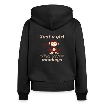 Juste une fille qui aime les singes singe bébé enfant - Sweat à capuche zippé Premium bio Femme - noir - Dos - Julia (174cm)