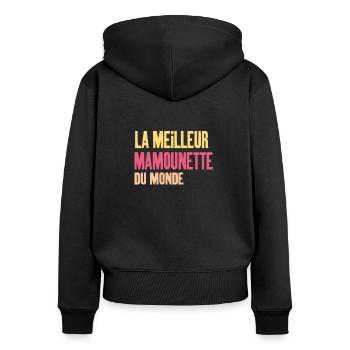 la meilleur Mamounette du monde - Sweat à capuche zippé Premium bio Femme - noir - Dos - Julia (174cm)