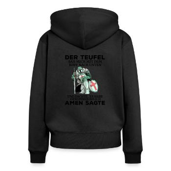 Tempelritter Grafik Templer Teufel Tempel Ritter - Frauen Premium Bio Zip Hoodie - Schwarz - Hinten - Julia (174cm)