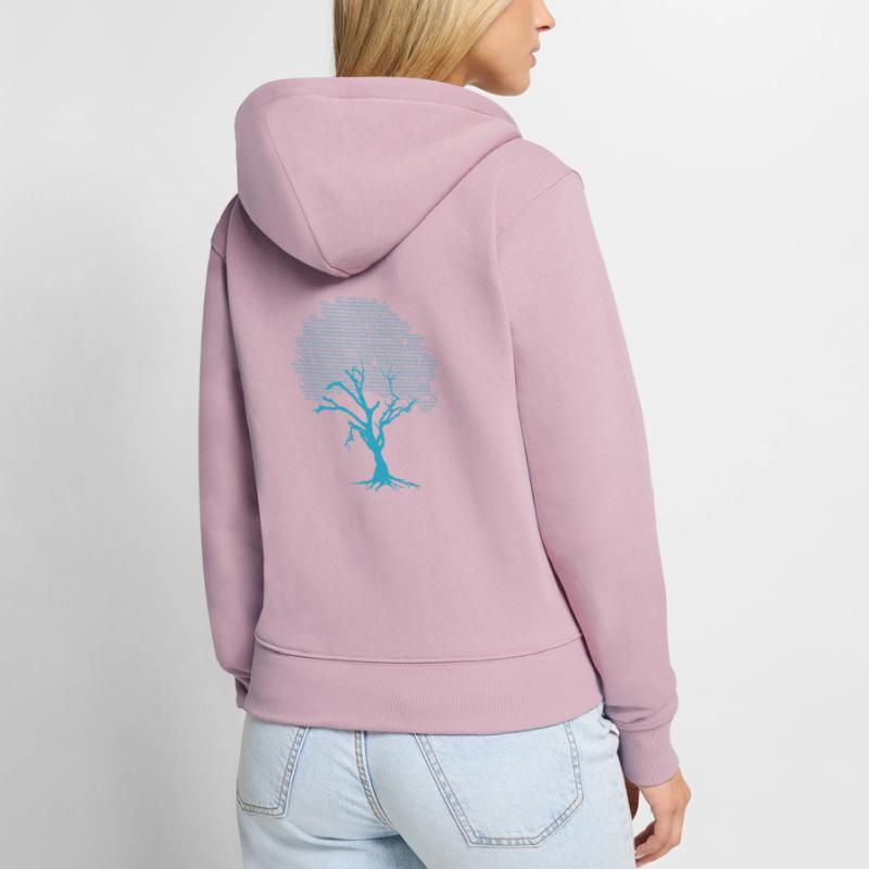 Binary Coding Tree Geschenk Design Idea Grafik Frauen Premium Bio Zip Hoodie