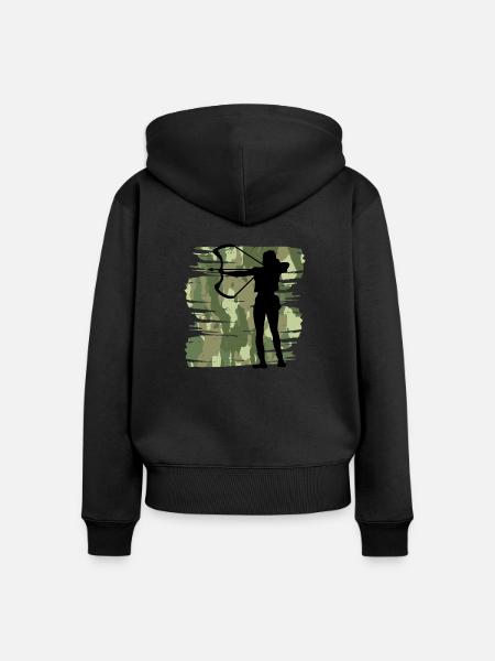 Bogenschützin - Frauen Premium Bio Zip Hoodie - Schwarz