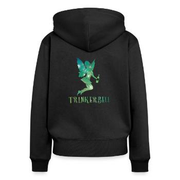 Trinkerbell Lustiges Shirt Damen Partygeschenk - Frauen Premium Bio Zip Hoodie - Schwarz - Hinten - Julia (174cm)