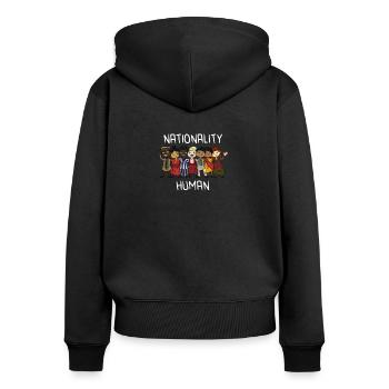 Nationalität Mensch Antirassismus Gegen Nazis - Frauen Premium Bio Zip Hoodie - Schwarz - Hinten - Julia (174cm)