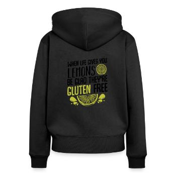 Fruit de citron - Sweat à capuche zippé Premium bio Femme - noir - Dos - Julia (174cm)