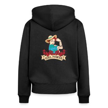 Women and Girl Power - Women's Premium Organic Zip Hoodie - black - Back - Julia (174cm)
