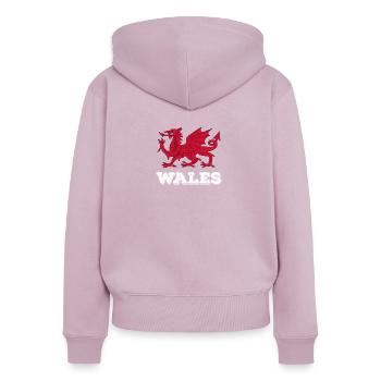 Wales Dragon Flag Welsh Retro Cymru Mittelalter - Frauen Premium Bio Zip Hoodie - Altrosa - Hinten - Julia (174cm)