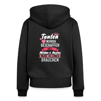 Tante Geschenk Patentante Geschenkidee Geburt - Frauen Premium Bio Zip Hoodie - Schwarz - Hinten - Julia (174cm)
