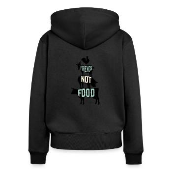 Friends Not Food - Vegane vegetarische Tierliebhaber - Frauen Premium Bio Zip Hoodie - Schwarz - Hinten - Julia (174cm)