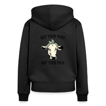 Vegan Vegetarisch Nicht Deine Mutter Nicht Deine Milch - Frauen Premium Bio Zip Hoodie - Schwarz - Hinten - Julia (174cm)