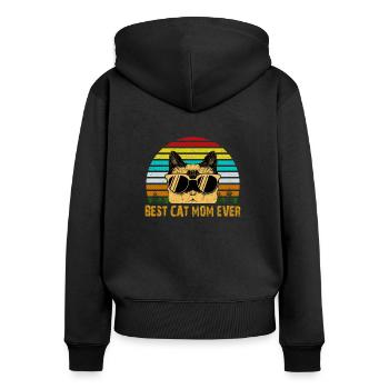 MEILLEUR chat maman jamais drôle cadeau pour maman - Sweat à capuche zippé Premium bio Femme - noir - Dos - Julia (174cm)
