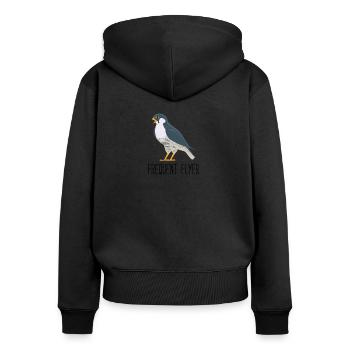 Lustiges Wanderfalken-Birder-Geschenk - Frauen Premium Bio Zip Hoodie - Schwarz - Hinten - Julia (174cm)