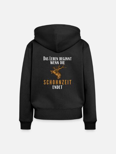 Jäger Rotwild Treibjagd Geschenk - Frauen Premium Bio Zip Hoodie - Schwarz