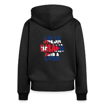 Salsa La Havane Cuba - Sweat à capuche zippé Premium bio Femme - noir - Dos - Julia (174cm)