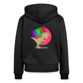 Dino Saurian Rex Rawr - Sweat à capuche zippé Premium bio Femme - noir - Dos - Julia (174cm)