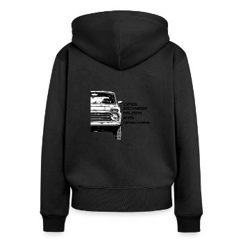 Lada Niva 4x4 Russian Legend Design Geschenkidee - Frauen Premium Bio Zip Hoodie - Schwarz - Hinten - Julia (174cm)