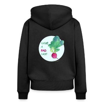 Have a rad day - radis - bleu - Sweat à capuche zippé Premium bio Femme - noir - Dos - Julia (174cm)