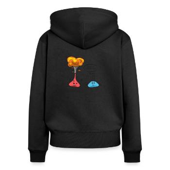 overreacting boom funny Erlenmeyer flask explosion - Frauen Premium Bio Zip Hoodie - Schwarz - Hinten - Julia (174cm)