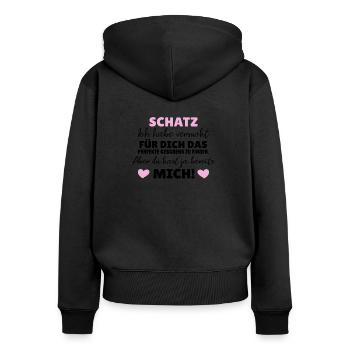 Geschenk für Freund. Lustige Geschenkidee für Mann - Frauen Premium Bio Zip Hoodie - Schwarz - Hinten - Julia (174cm)
