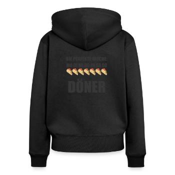 Döner Dönerbude Döner Kebab Dürüm Dönermann - Frauen Premium Bio Zip Hoodie - Schwarz - Hinten - Julia (174cm)