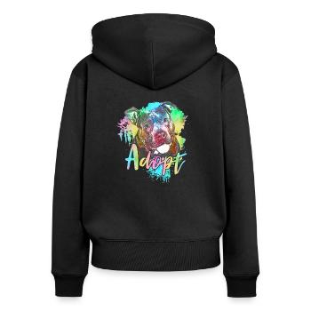 Pitbull Rescue - Adoptieren Sie nicht einkaufen - Frauen Premium Bio Zip Hoodie - Schwarz - Hinten - Julia (174cm)