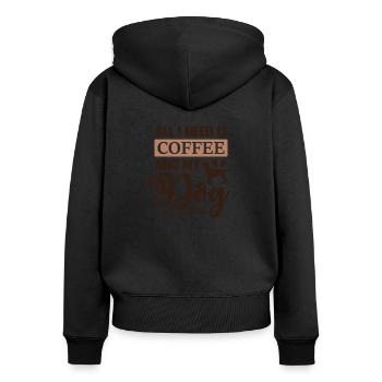 Café shirt cadeau chien - Sweat à capuche zippé Premium bio Femme - noir - Dos - Julia (174cm)