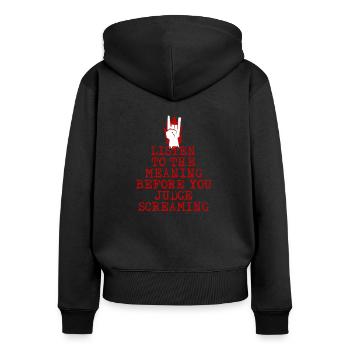 Heavy Metal Screaming - Frauen Premium Bio Zip Hoodie - Schwarz - Hinten - Julia (174cm)