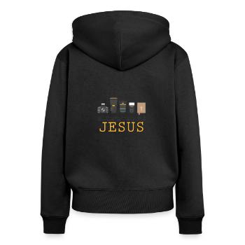 Fotografie und Jesus Christ Fotograf - Frauen Premium Bio Zip Hoodie - Schwarz - Hinten - Julia (174cm)