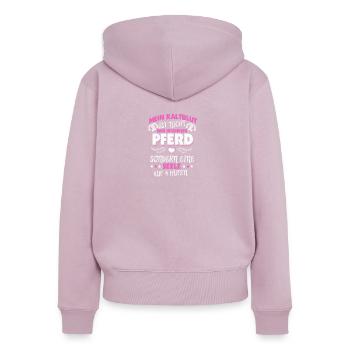 Kaltblut Pferd Reiter Sprüche - Frauen Premium Bio Zip Hoodie - Altrosa - Hinten - Julia (174cm)