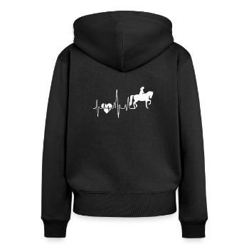 Équitation Équitation Heartbeat - Sweat à capuche zippé Premium bio Femme - noir - Dos - Julia (174cm)