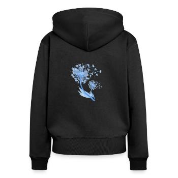Pusteblume - Frauen Premium Bio Zip Hoodie - Schwarz - Hinten - Julia (174cm)