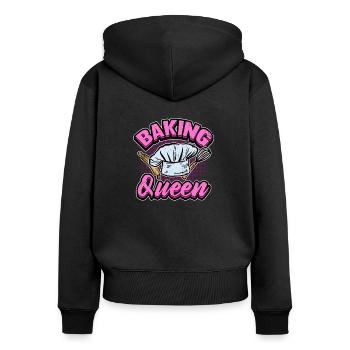 Funny baking queen women cake gift - Women's Premium Organic Zip Hoodie - black - Back - Julia (174cm)