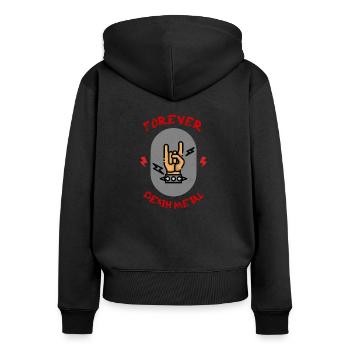 Forever Death Metal - Frauen Premium Bio Zip Hoodie - Schwarz - Hinten - Julia (174cm)