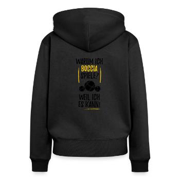 Boule Petanque Boccia Boules - Frauen Premium Bio Zip Hoodie - Schwarz - Hinten - Julia (174cm)