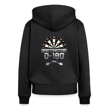 Darts Dartinator D-180 One hundred Eighty Sport - Frauen Premium Bio Zip Hoodie - Schwarz - Hinten - Julia (174cm)