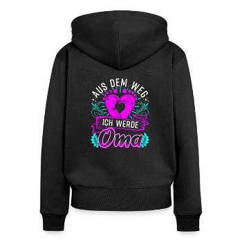 Aus dem Weg Ich werde Oma Bekanntgabe Überraschung - Frauen Premium Bio Zip Hoodie - Schwarz - Hinten - Julia (174cm)