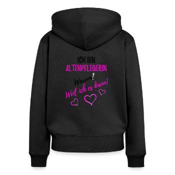 Altenpflegerin - Pflege - Frauen Premium Bio Zip Hoodie - Schwarz - Hinten - Julia (174cm)