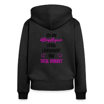 Altenpflegerin - Pflege - Frauen Premium Bio Zip Hoodie - Schwarz - Hinten - Julia (174cm)