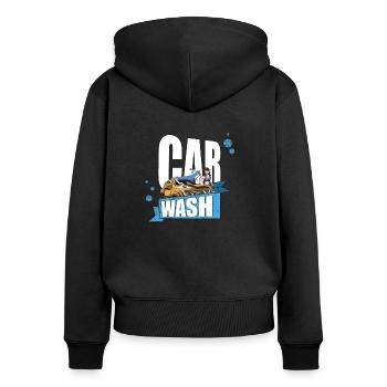 Lass dein Auto glänzen - Frauen Premium Bio Zip Hoodie - Schwarz - Hinten - Julia (174cm)
