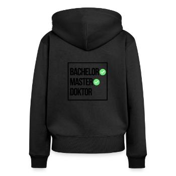 Bachelor Master Doctoral Degree - Women's Premium Organic Zip Hoodie - black - Back - Julia (174cm)