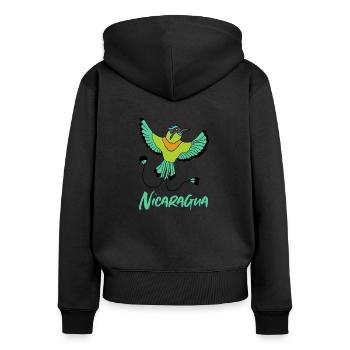 Nicaragua légende oiseau national Guardabarranco - Sweat à capuche zippé Premium bio Femme - noir - Dos - Julia (174cm)