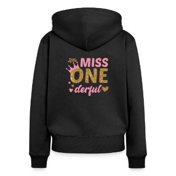 1er anniversaire fille licorne cadeau 1 an - Sweat à capuche zippé Premium bio Femme - noir - Dos - Julia (174cm)