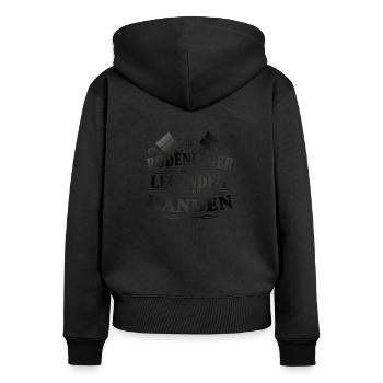 Bodenleger Geschenkideen - Frauen Premium Bio Zip Hoodie - Schwarz - Hinten - Julia (174cm)