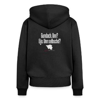 Saarland Saarländer witziger Spruch Geschenk - Frauen Premium Bio Zip Hoodie - Schwarz - Hinten - Julia (174cm)