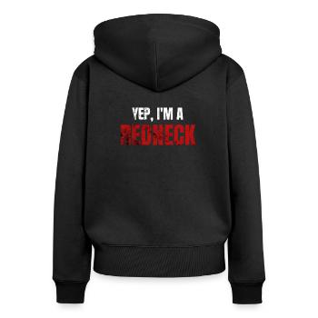 Redneck Sprüche - Frauen Premium Bio Zip Hoodie - Schwarz - Hinten - Julia (174cm)