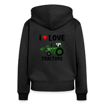 Tracteurs garçon agriculteur cadeau anniversaire - Sweat à capuche zippé Premium bio Femme - noir - Dos - Julia (174cm)