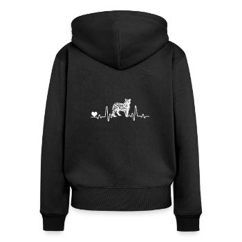 Tiger Heartbeat Shirt - Frauen Premium Bio Zip Hoodie - Schwarz - Hinten - Julia (174cm)