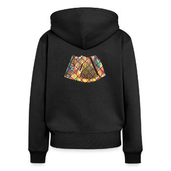 Akkordeon Akkordeon Geometrisch - Frauen Premium Bio Zip Hoodie - Schwarz - Hinten - Julia (174cm)