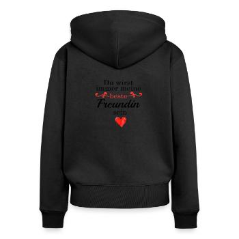 Du wirst immer meine beste Freundin sein - Frauen Premium Bio Zip Hoodie - Schwarz - Hinten - Julia (174cm)